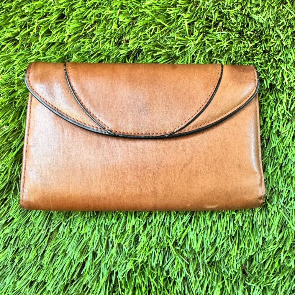 Buxton Vintage Brown Leather Glazed Velvet Cowhide Clutch Wallet‎ Organizer